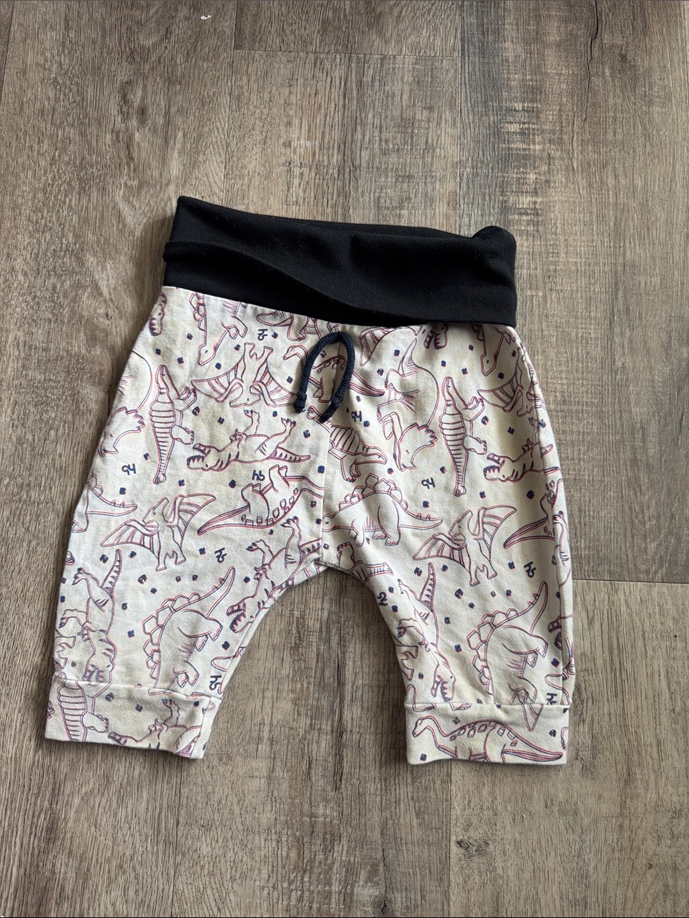 Toddler Dino-Print Fold-Over Waist Joggers - Black Waistband
